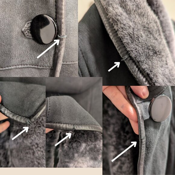 Studio Vogue Faux Shearling Coat Dark Green with Removable Hood Warm Oversized - Picture 10 of 11